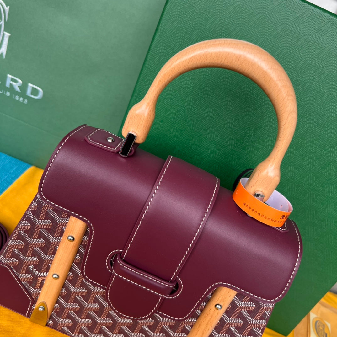 BOLSO SA?GON PM 28 EN LONA GOYARDINE ROSA CAÑÓN Y PIEL DE BECERRO
