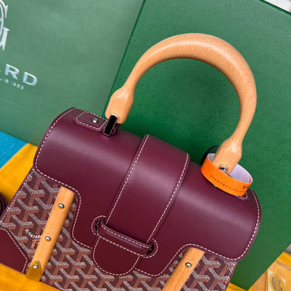 BOLSO SA?GON PM 28 EN LONA GOYARDINE ROSA CAÑÓN Y PIEL DE BECERRO