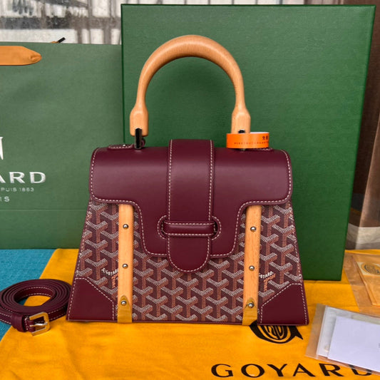 SA?GON PM BAG 28 IN CANNON PINK GOYARDINE CANVAS AND CALFSKIN