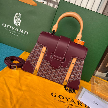 BOLSO SA?GON PM 28 EN LONA GOYARDINE ROSA CAÑÓN Y PIEL DE BECERRO