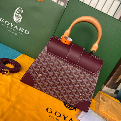 BOLSO SA?GON PM 28 EN LONA GOYARDINE ROSA CAÑÓN Y PIEL DE BECERRO
