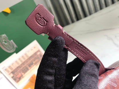 SAC CHIEN GRIS 33 EN TOILE GOYARDINE ROUGE VIN ET GARNITURES EN CUIR DE VEAU