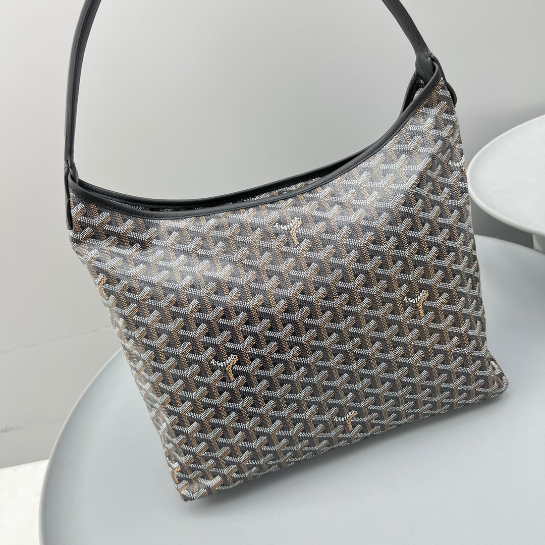 HOBO BOH¨¨ME 34 EN LONA GOYARDINE NEGRA Y PIEL DE BECERRO