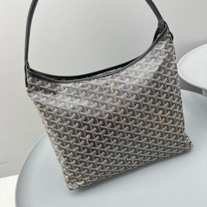 HOBO BOH¨¨ME 34 EN LONA GOYARDINE NEGRA Y PIEL DE BECERRO