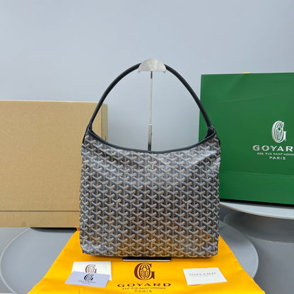 HOBO BOH¨¨ME 34 EN LONA GOYARDINE NEGRA Y PIEL DE BECERRO