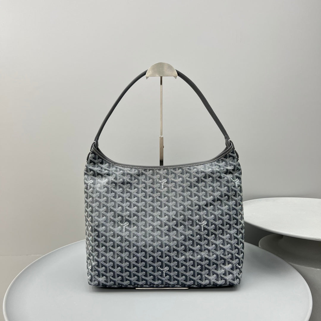 HOBO BOH¨¨ME 34 EN LONA GOYARDINE GRIS Y PIEL DE BECERRO