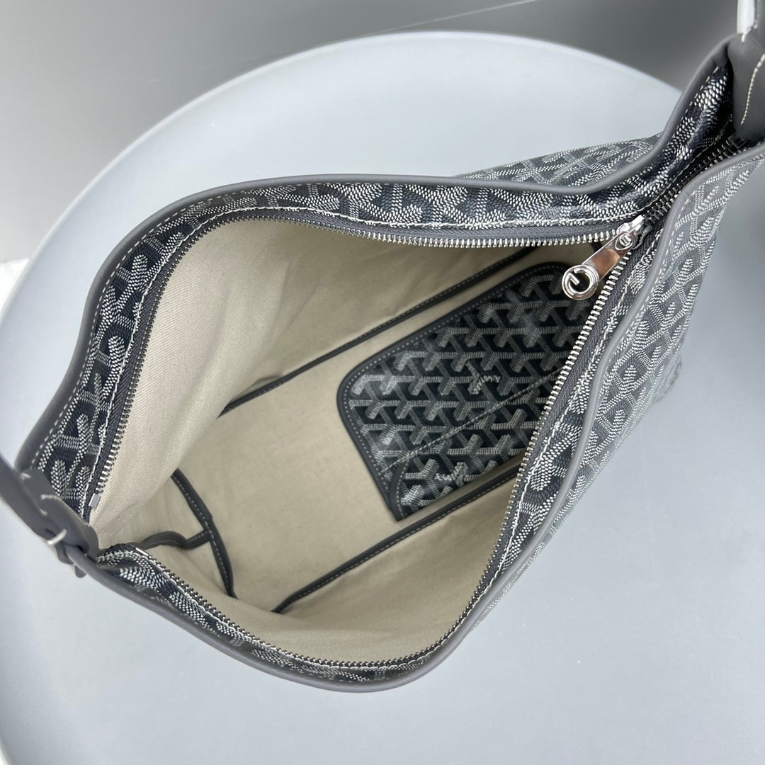 HOBO BOH¨¨ME 34 EN LONA GOYARDINE GRIS Y PIEL DE BECERRO