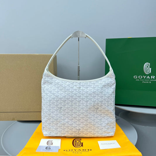 HOBO BOH¨¨ME 34 IN WHITE GOYARDINE CANVAS AND CALFSKIN