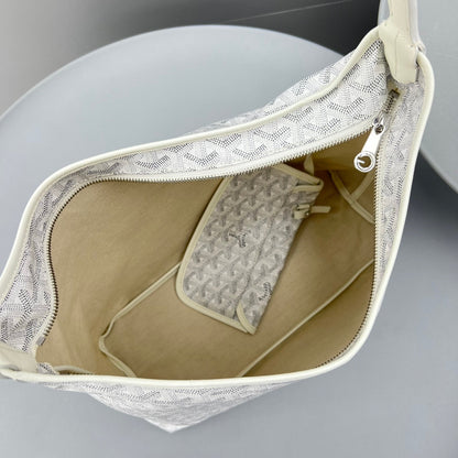 HOBO BOH¨¨ME 34 IN WHITE GOYARDINE CANVAS AND CALFSKIN