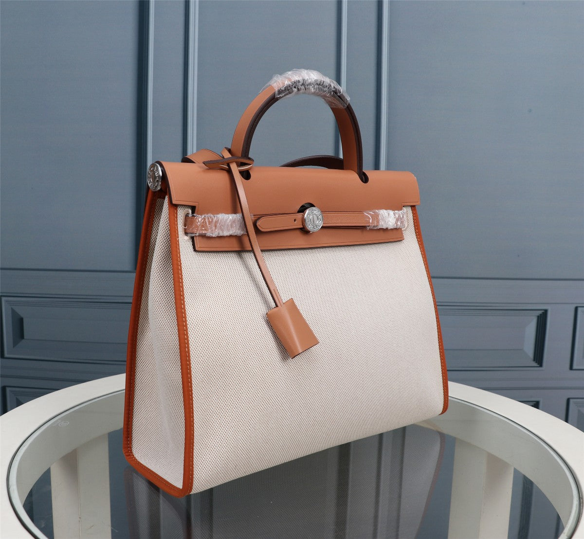 HM HERBAG ZIP 31 SIDRA Y PIEL DE BECERRO BLANCA CREMOSA