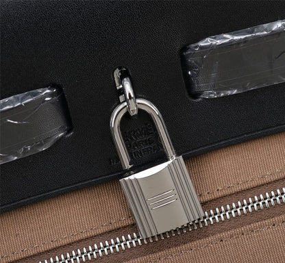 HM HERBAG ZIP 31 LONA NEGRA Y MARRÓN CENIZA