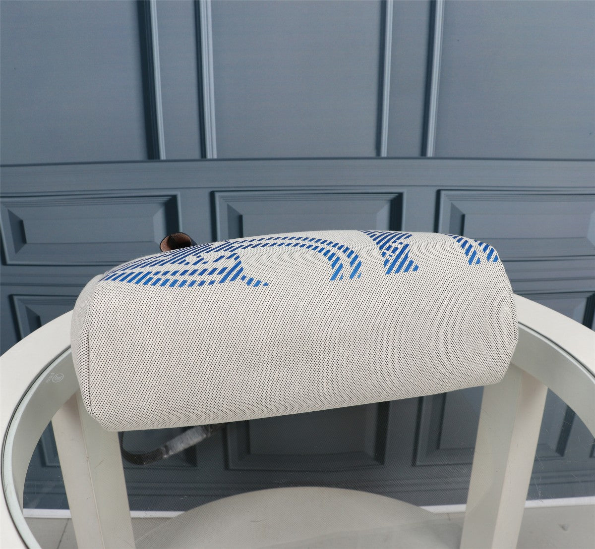 HM HERBAG ZIP 31 LONA CON MONOGRAMA AZUL MARINO Y CREMA