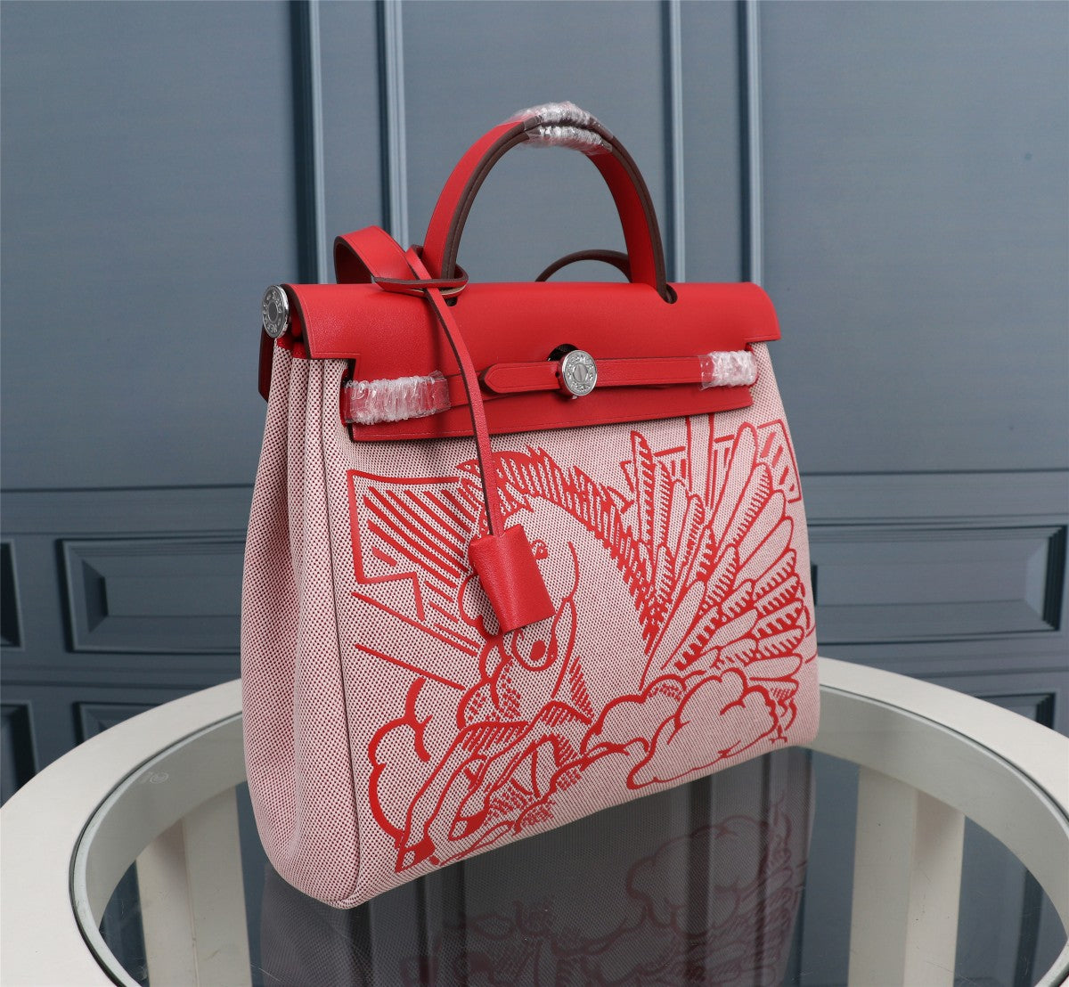 HM HERBAG ZIP 31 LONA CON MOTIVO DE CABALLO ROJO Y BLANCO