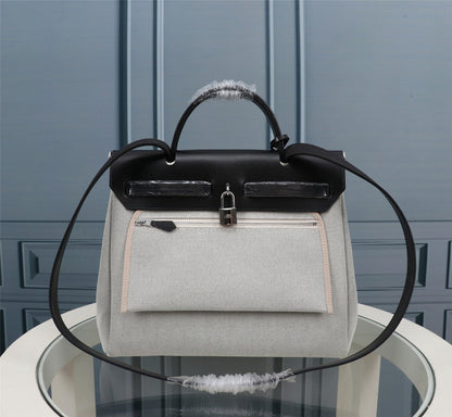 HM HERBAG ZIP 31 LONA BLANCA Y NEGRA