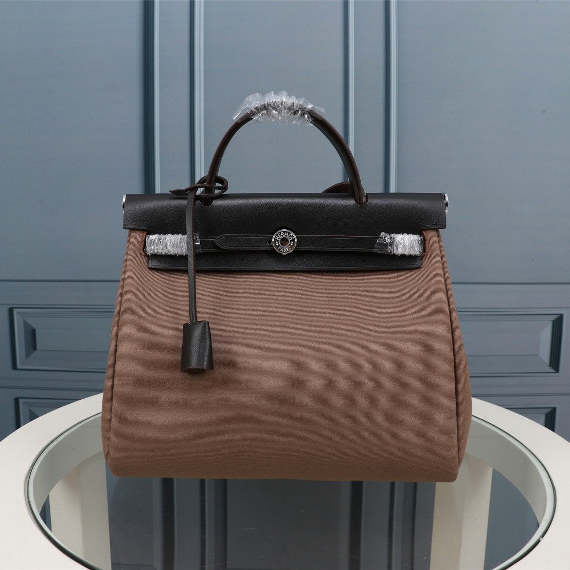 HM HERBAG ZIP 31 LONA NEGRA Y MARRÓN