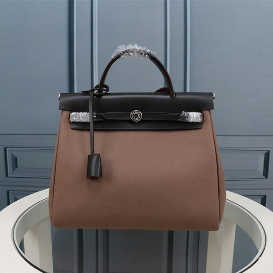 HM HERBAG ZIP 31 LONA NEGRA Y MARRÓN