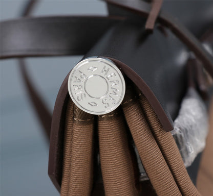 HM HERBAG ZIP 31 LONA NEGRA Y MARRÓN