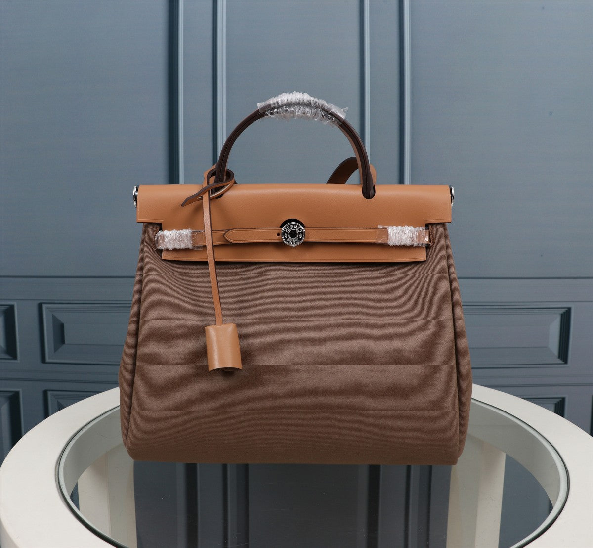 HM HERBAG ZIP 31 SIDRA Y PIEL DE BECERRO MARRÓN