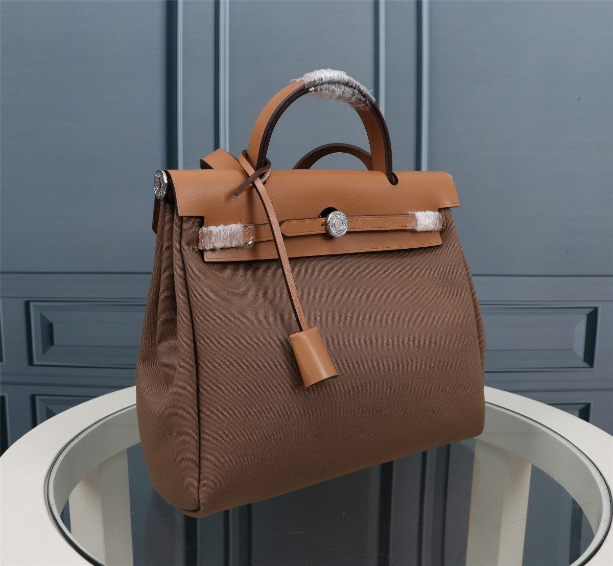 HM HERBAG ZIP 31 SIDRA Y PIEL DE BECERRO MARRÓN