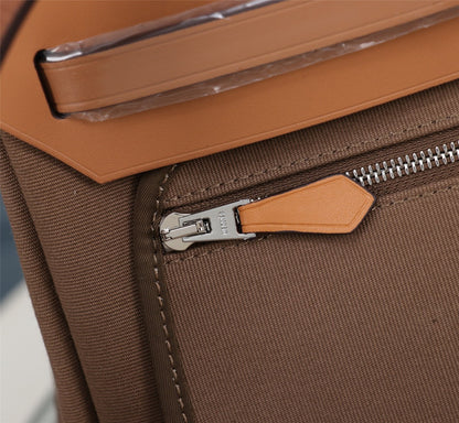 HM HERBAG ZIP 31 SIDRA Y PIEL DE BECERRO MARRÓN