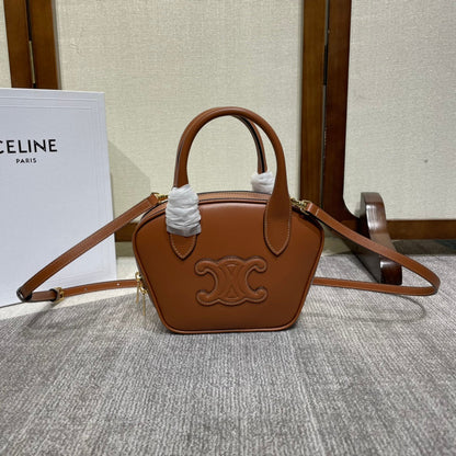 SAC À MAIN TRIOMPHE 20 EN CUIR DE VEAU MARRON BRONZE