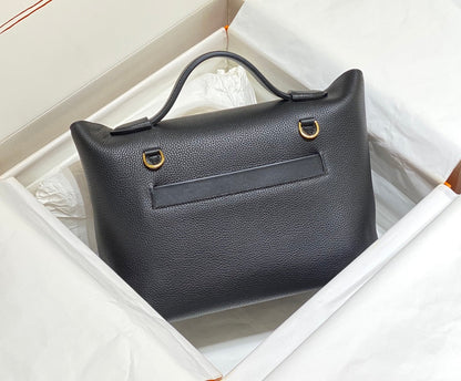 BOLSO DE MANO HM KELLY 29 PIEL DE BECERRO NEGRA
