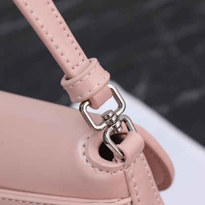 BOLSO PRA 23 DE PIEL DE BECERRO ROSA CLARO CON HERRAJES PLATEADOS