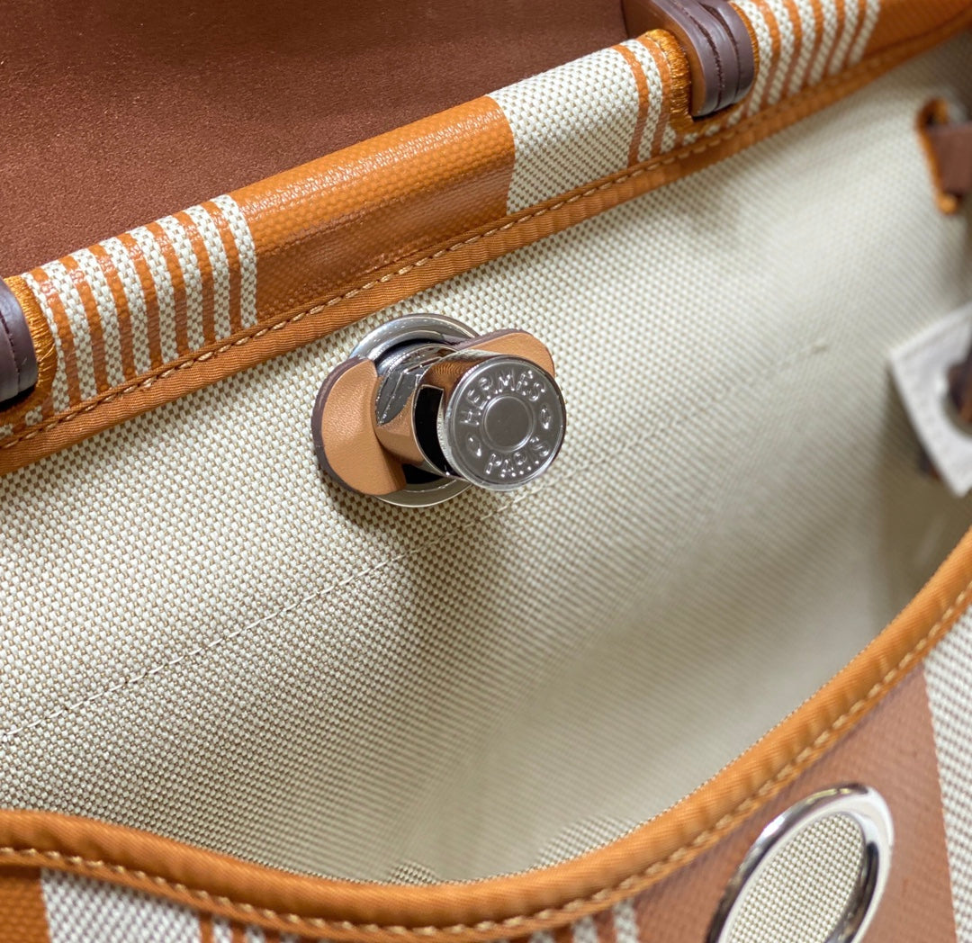 Herbag 31 Toile Lona Oro Blanco Piel Vaca Dorada