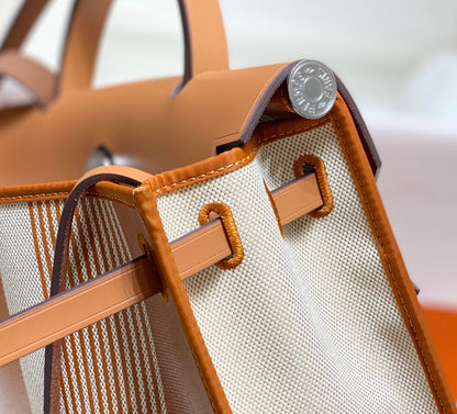 Herbag 31 Toile Lona Oro Blanco Piel Vaca Dorada