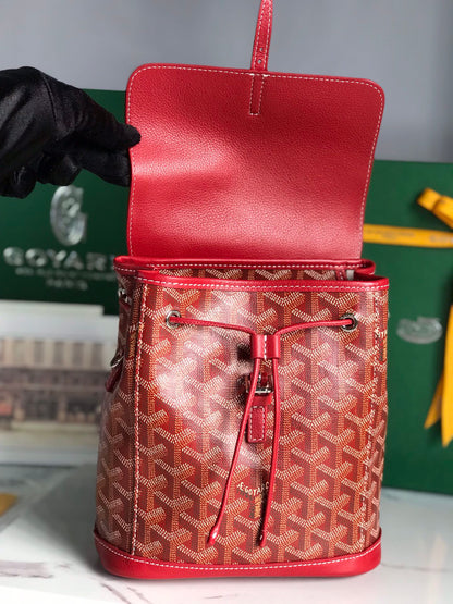 MOCHILA ALPIN MINI 21 EN PIEL DE CORDERO ROJA CLÁSICA Y LONA GOYARDINE