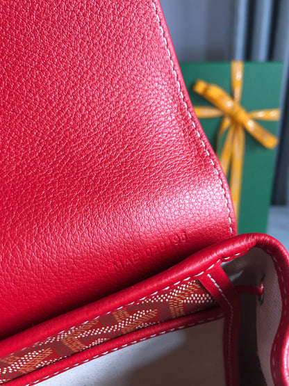 MOCHILA ALPIN MINI 21 EN PIEL DE CORDERO ROJA CLÁSICA Y LONA GOYARDINE