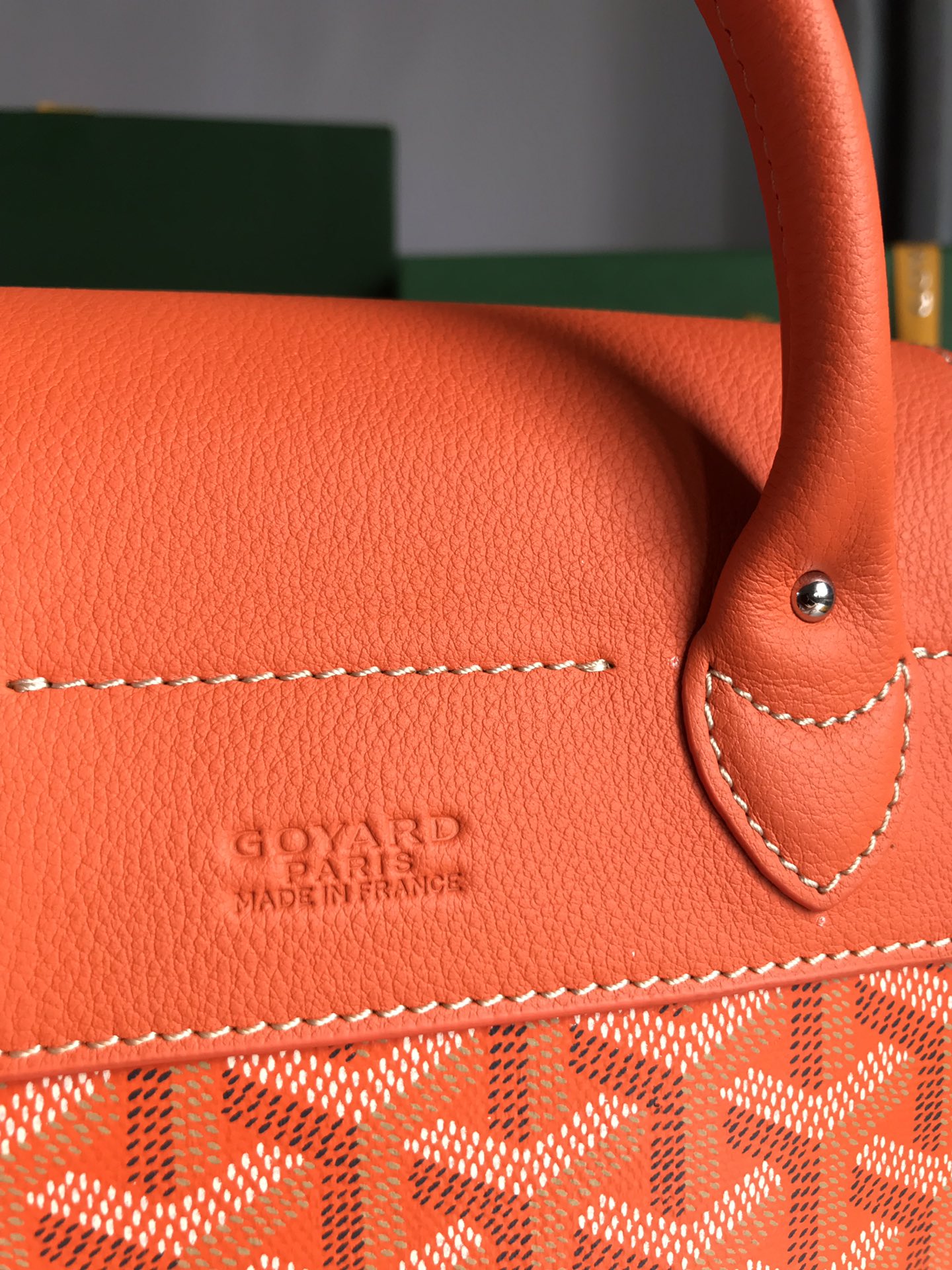 SAC À DOS ALPIN MINI 21 EN AGNEAU ORANGE ET TOILE GOYARDINE