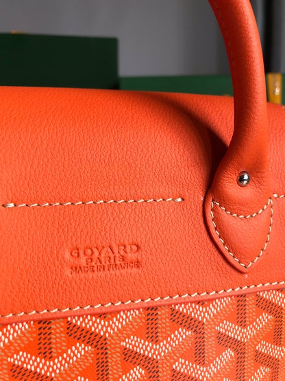 SAC À DOS ALPIN MINI 21 EN AGNEAU ORANGE ET TOILE GOYARDINE