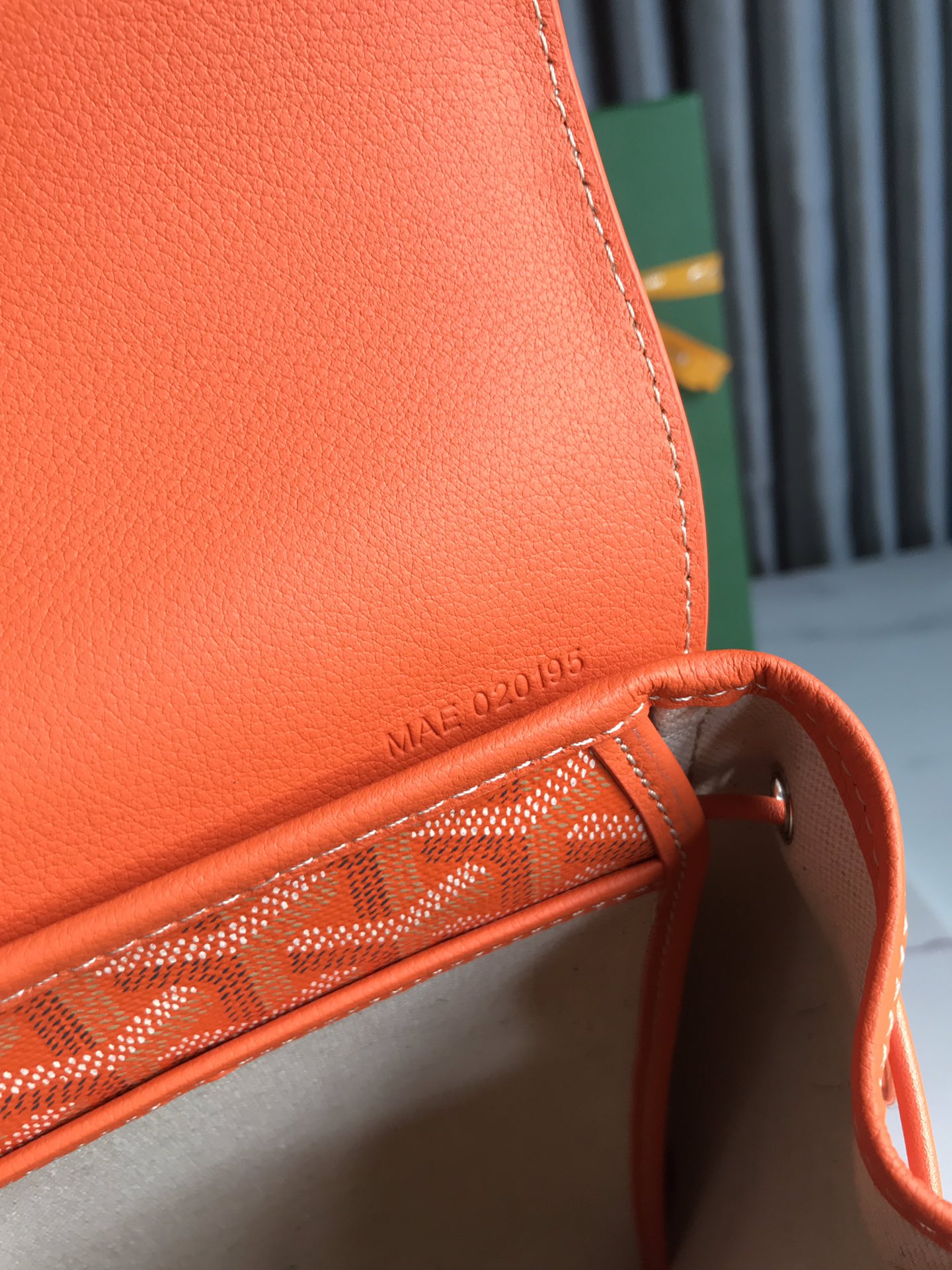 SAC À DOS ALPIN MINI 21 EN AGNEAU ORANGE ET TOILE GOYARDINE