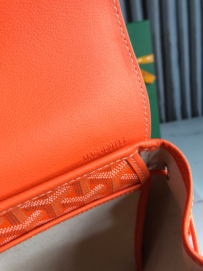 SAC À DOS ALPIN MINI 21 EN AGNEAU ORANGE ET TOILE GOYARDINE