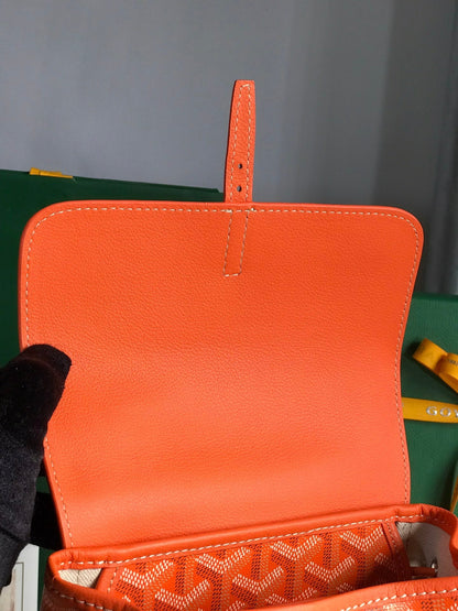 SAC À DOS ALPIN MINI 21 EN AGNEAU ORANGE ET TOILE GOYARDINE