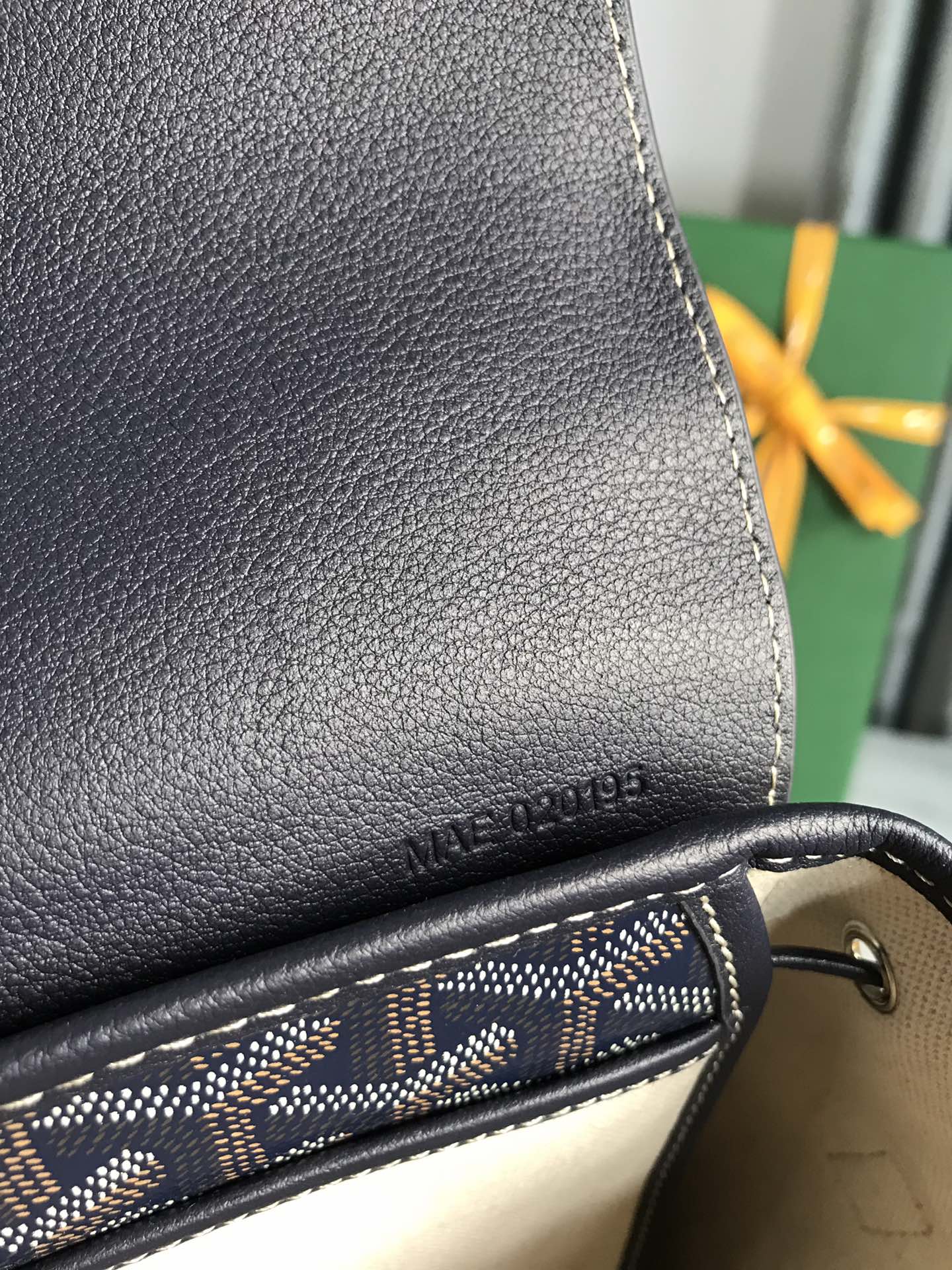 SAC À DOS ALPIN MINI 21 EN CUIR D'AGNEAU BLEU MARINE ET TOILE GOYARDINE