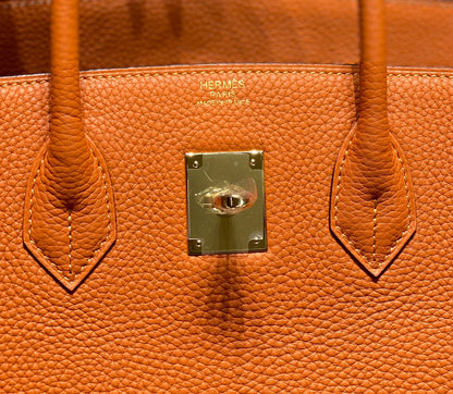 HM BIRKIN 35CM PIEL TOGO NARANJA HERRAJES DORADOS