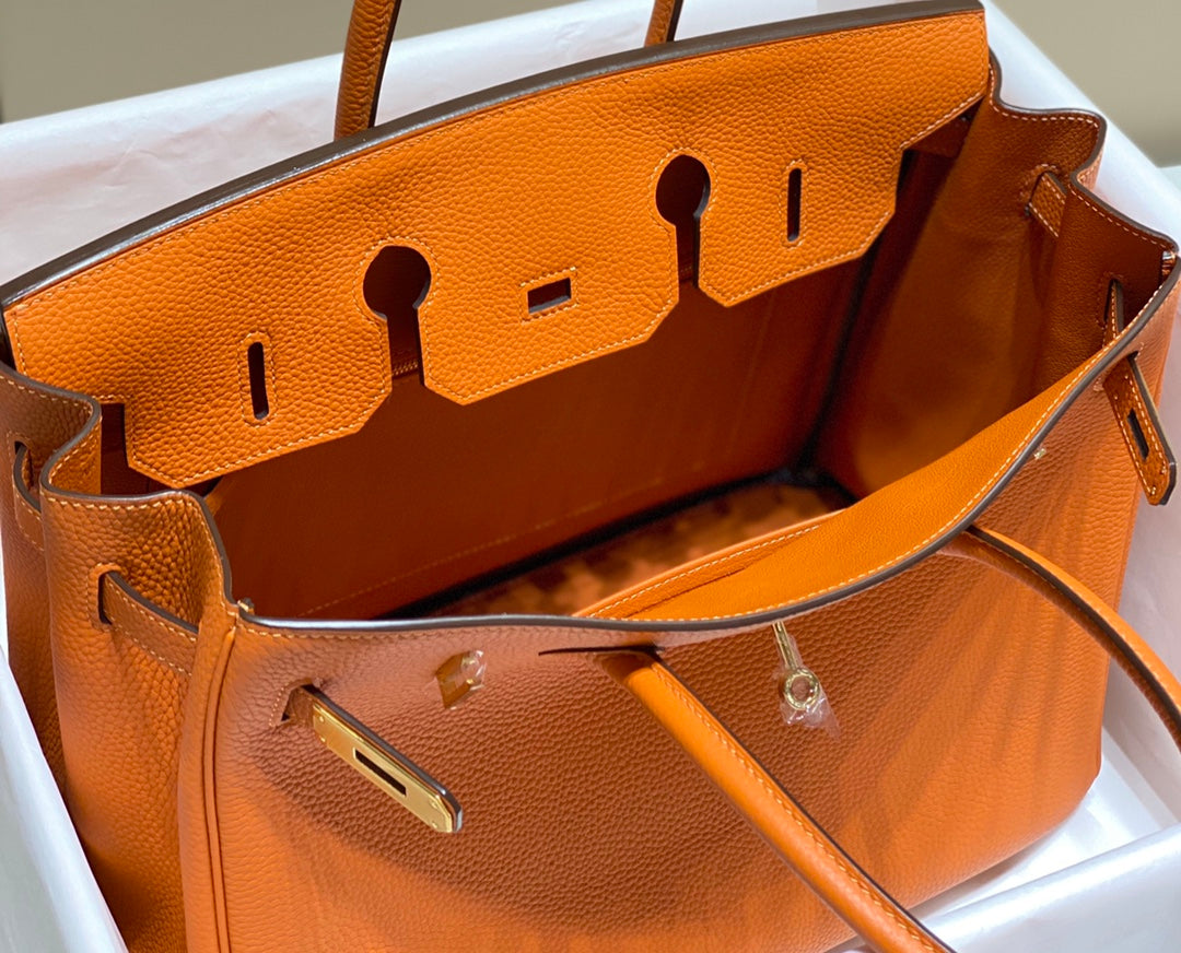 HM BIRKIN 35CM PIEL TOGO NARANJA HERRAJES DORADOS