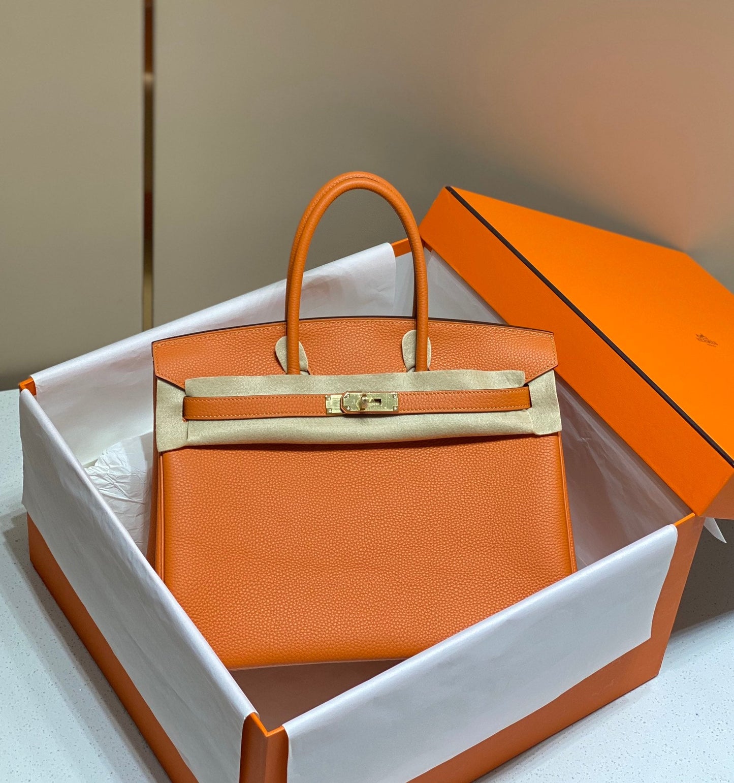 HM BIRKIN 35CM PIEL TOGO NARANJA HERRAJES DORADOS
