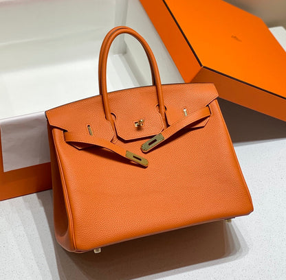 HM BIRKIN 35CM PIEL TOGO NARANJA HERRAJES DORADOS