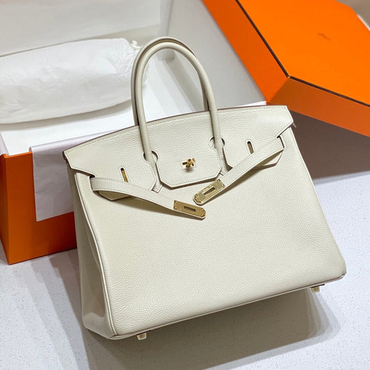 BOLSO HM BIRKIN 35 CM BLANCO TOGO HARDWARE DORADO