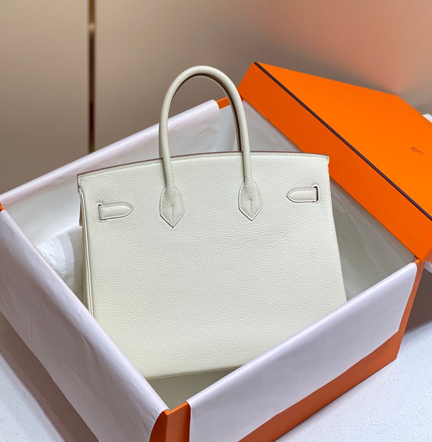 HM BIRKIN 35CM PIEL TOGO BLANCA HERRAJES DORADOS