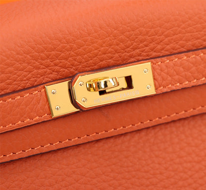 BOLSO HM KELLY 25 NARANJA TOGO HARDWARE DORADO