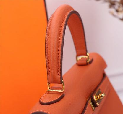 BOLSO HM KELLY 25 NARANJA TOGO HARDWARE DORADO