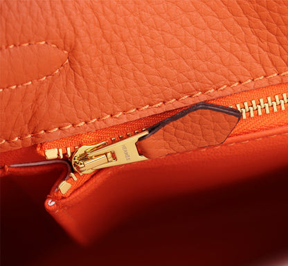 BOLSO HM KELLY 28 NARANJA TOGO HARDWARE DORADO