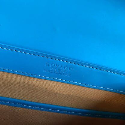 BOLSO SA?GON PM 28 EN LONA GOYARDINE AZUL CLARO Y PIEL DE BECERRO