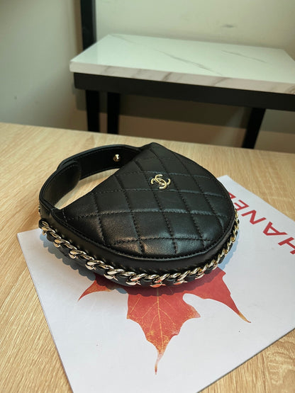 MINI SAC HOBO 16 EN CUIR D'AGNEAU NOIR 