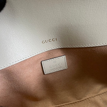 BOLSO GG HORSEBIT 1955 24 EN LONA BEIGE Y PIEL DE BECERRO BLANCA
