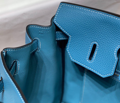 BOLSO HM BIRKIN DE 35 CM CON HERRAMIENTAS EN ORO CERULEAN TOGO